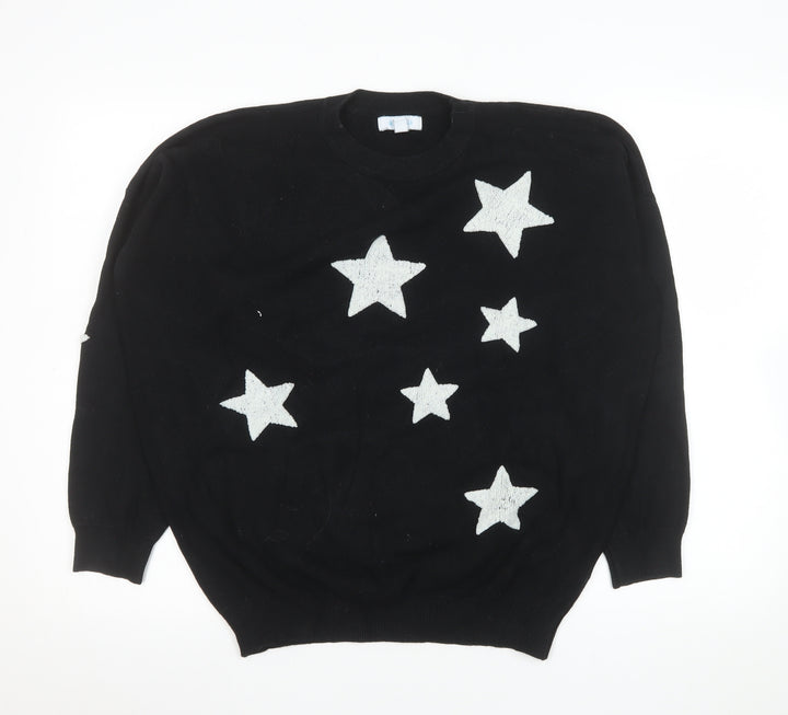 Blue Vanilla Women's Black Star Knit Pullover Jumper M