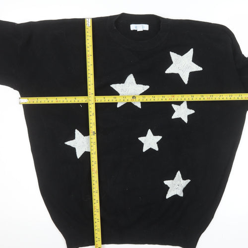 Blue Vanilla Women's Black Star Knit Pullover Jumper M