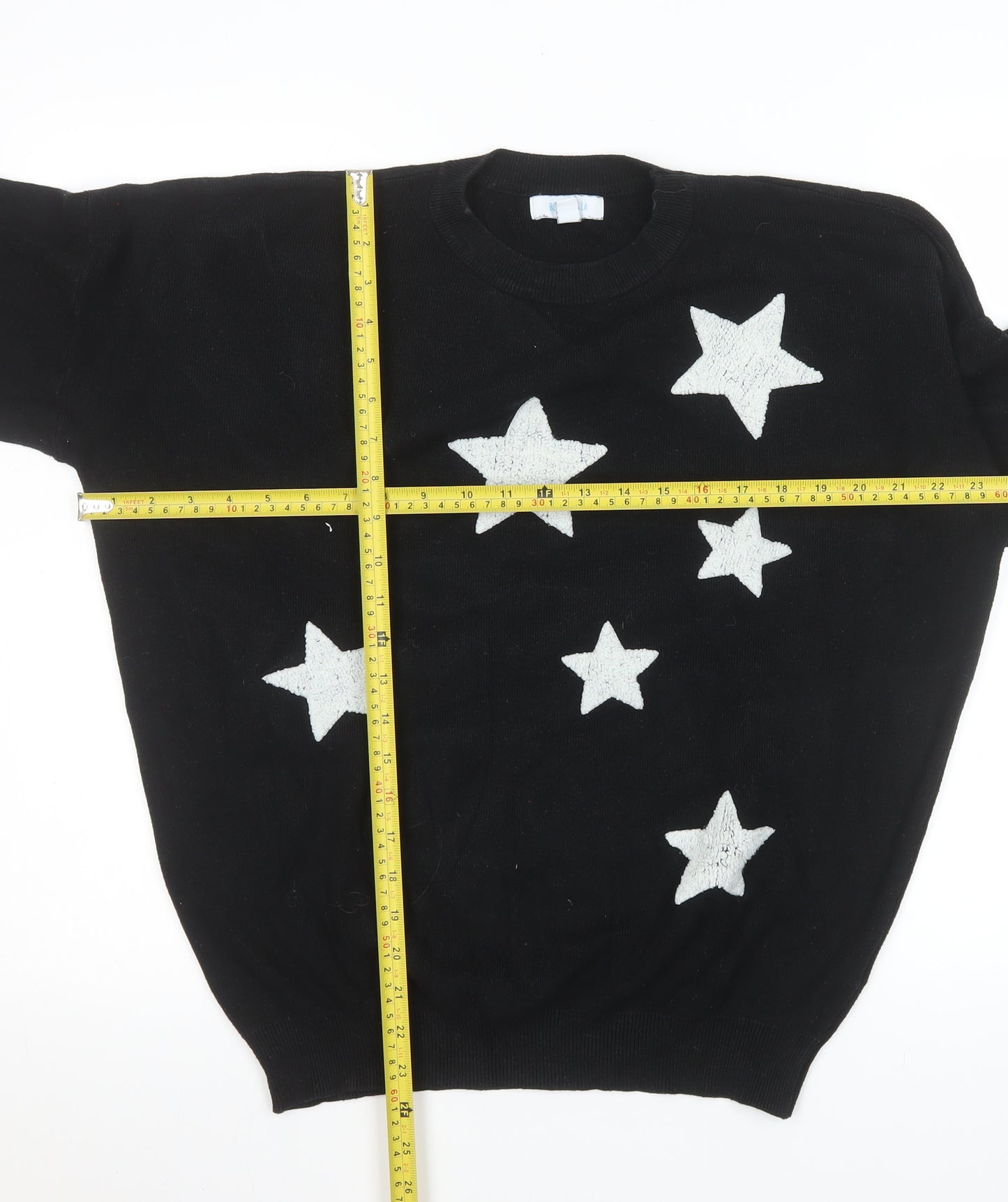Blue Vanilla Women's Black Star Knit Pullover Jumper M