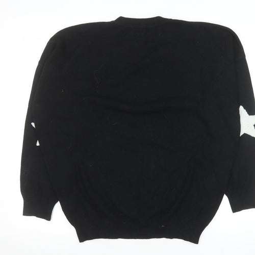 Blue Vanilla Women's Black Star Knit Pullover Jumper M