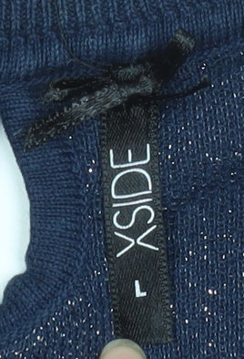 F XSide Women’s Blue Heart Glitter Knit Short Sleeve Top Size M