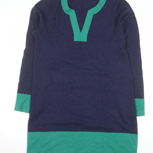 Boden Women Blue Green Wool Knit Shift Dress Size 12