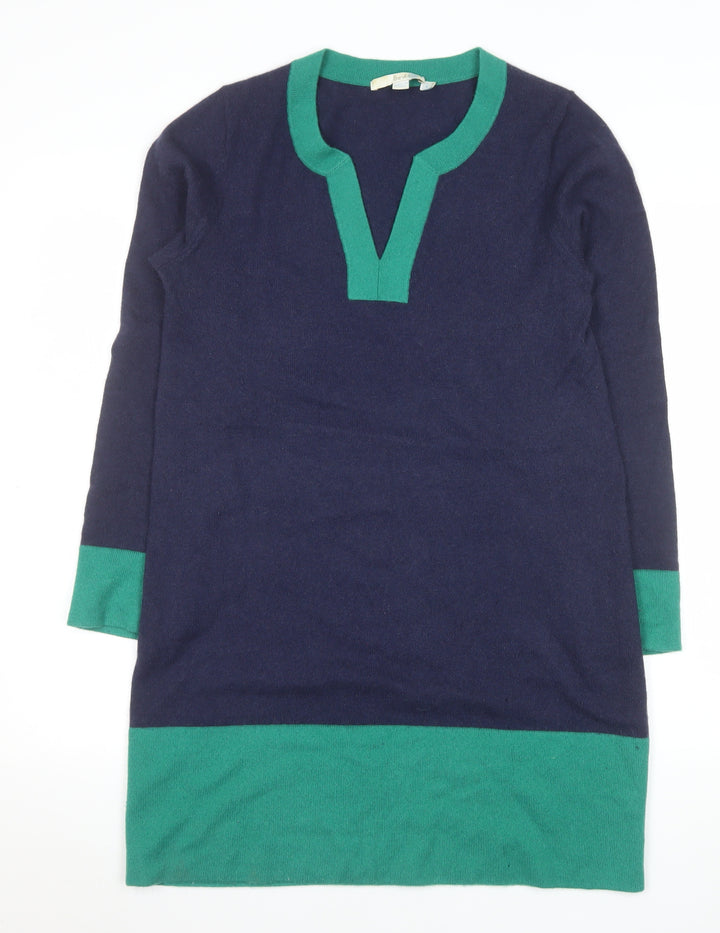 Boden Women Blue Green Wool Knit Shift Dress Size 12
