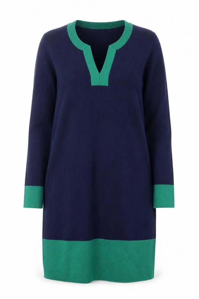Boden Women Blue Green Wool Knit Shift Dress Size 12