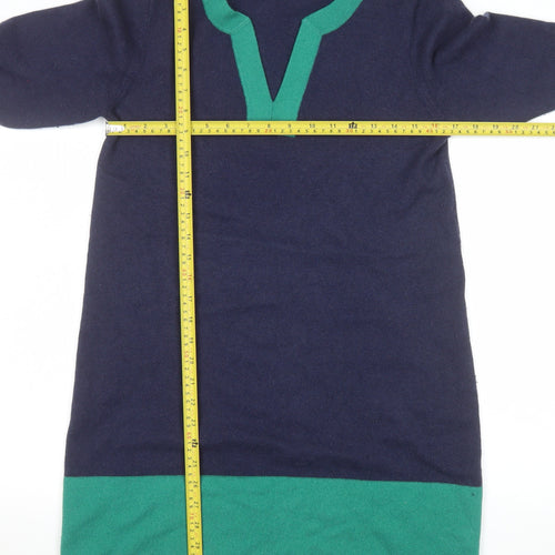 Boden Women Blue Green Wool Knit Shift Dress Size 12