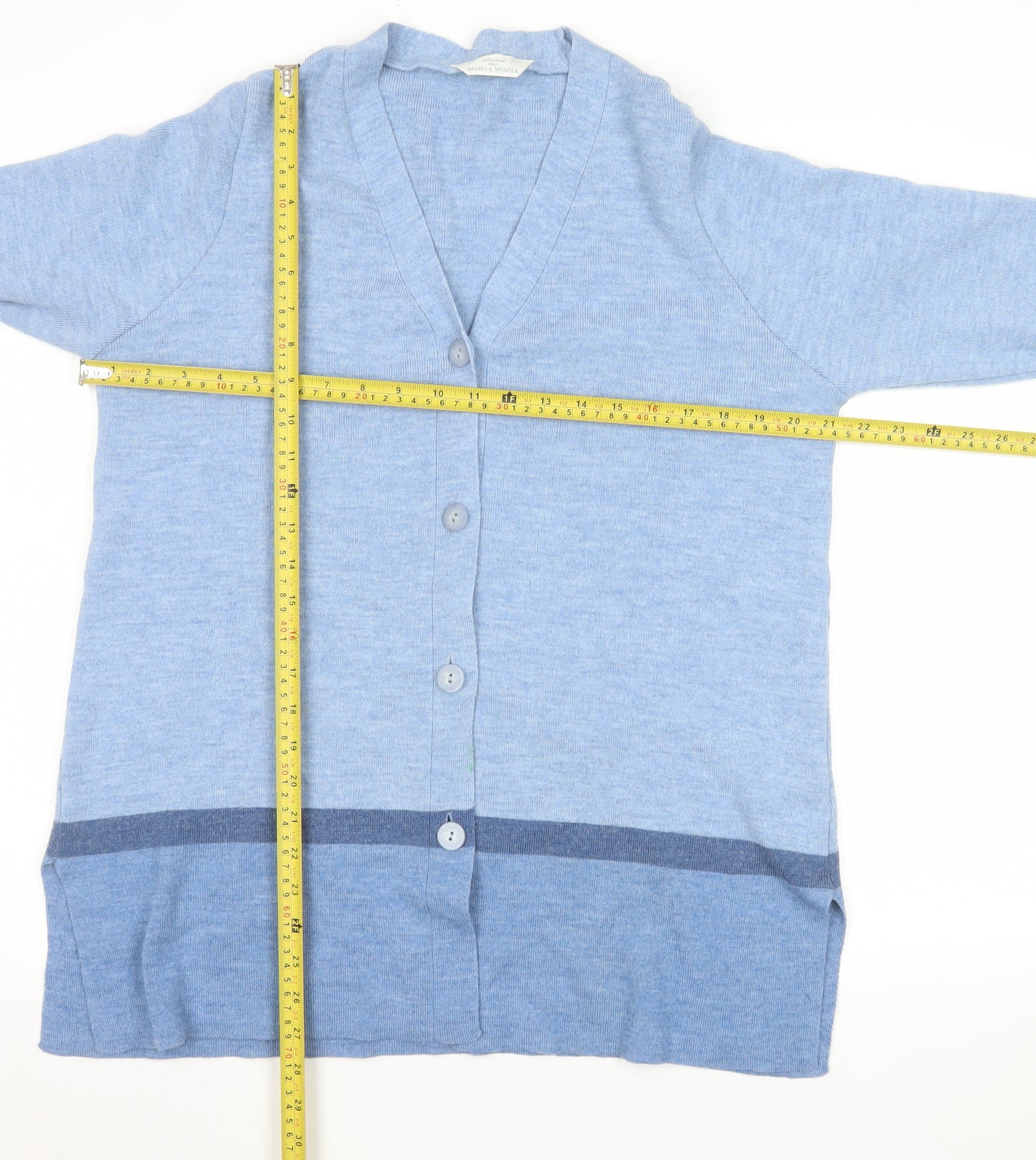 Marks and Spencer Women’s Blue Wool Blend Button Cardigan Size 16