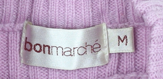 Bonmarché Women’s Pink Stripe Rib Knit Mock Neck Jumper Size M