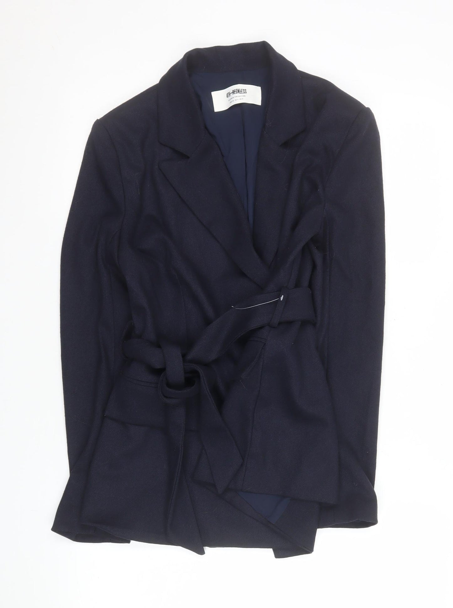4th & Reckless Womens Blue Belted Blazer Size 8 Regular