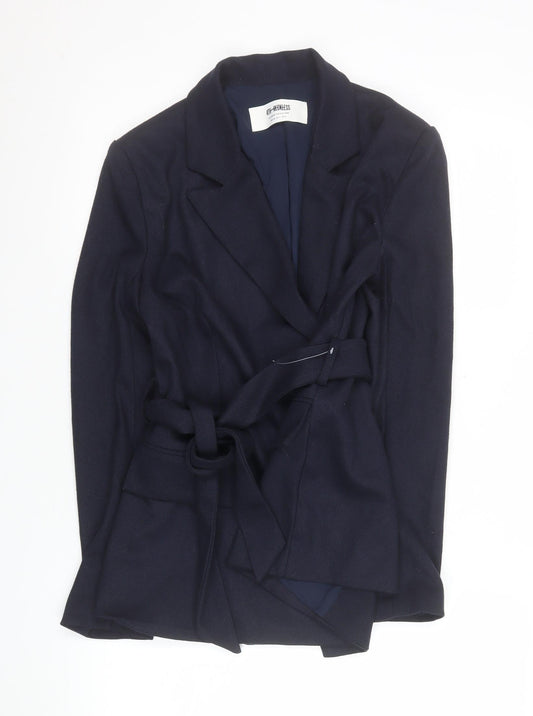 4th & Reckless Womens Blue Belted Blazer Size 8 Regular