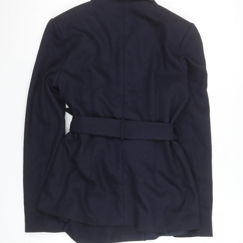 4th & Reckless Womens Blue Belted Blazer Size 8 Regular
