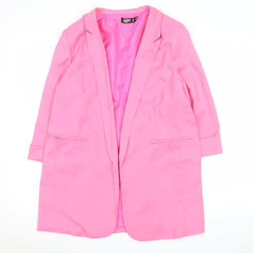 Missguided Women's Pink Longline Blazer Jacket UK 8 Polyester Blend