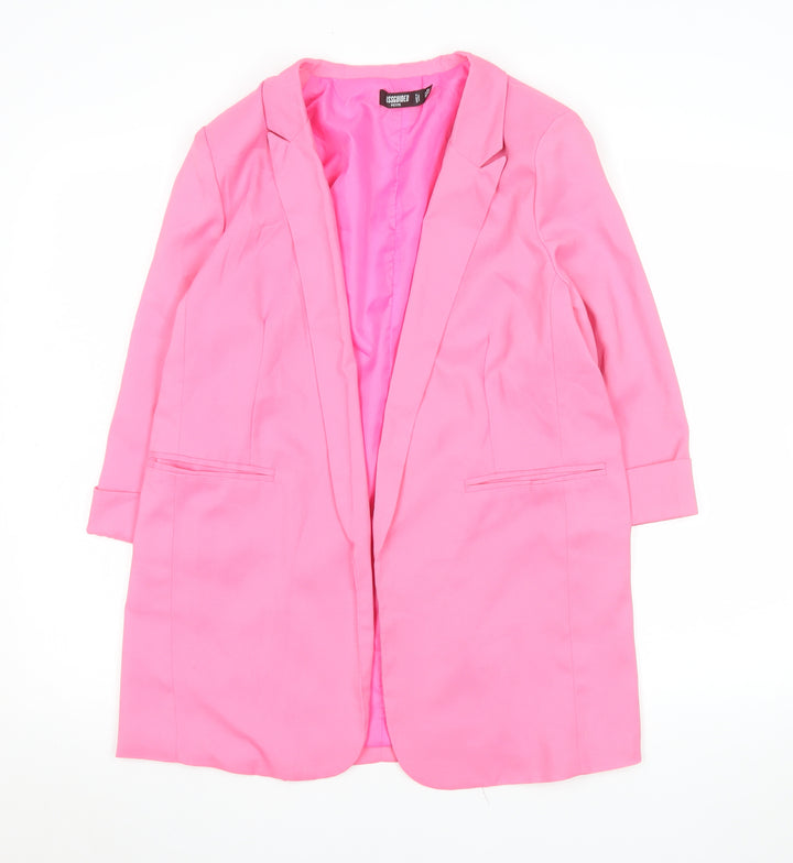 Missguided Women's Pink Longline Blazer Jacket UK 8 Polyester Blend