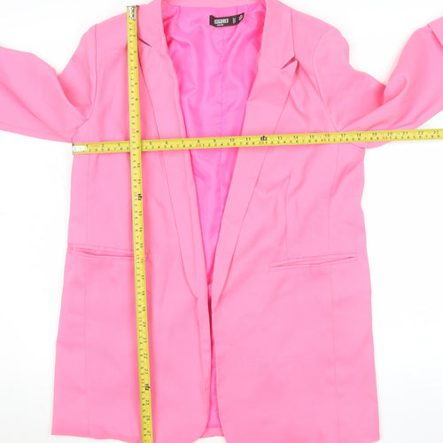 Missguided Women's Pink Longline Blazer Jacket UK 8 Polyester Blend