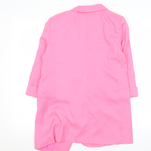 Missguided Women's Pink Longline Blazer Jacket UK 8 Polyester Blend