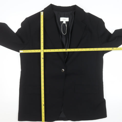 Marks and Spencer Womens Black Size 16 Single-Breasted Blazer