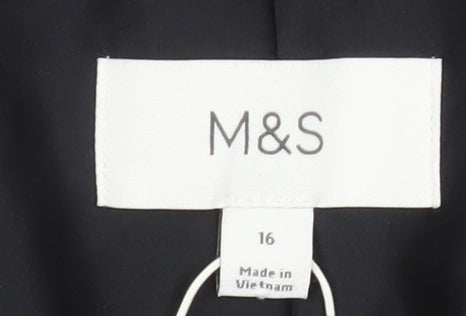 Marks and Spencer Womens Black Size 16 Single-Breasted Blazer