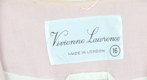 Vivienne Lawrence Women Pink Blouse Size 16 Classic V-Neck Work Top