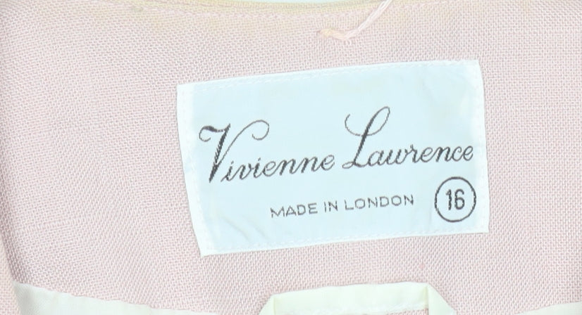 Vivienne Lawrence Women Pink Blouse Size 16 Classic V-Neck Work Top