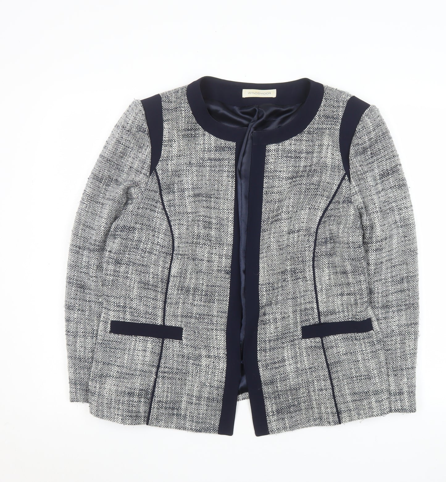 Windsmoor Women's Grey Size 16 Woven Acrylic Blend Regular Fit Blazer