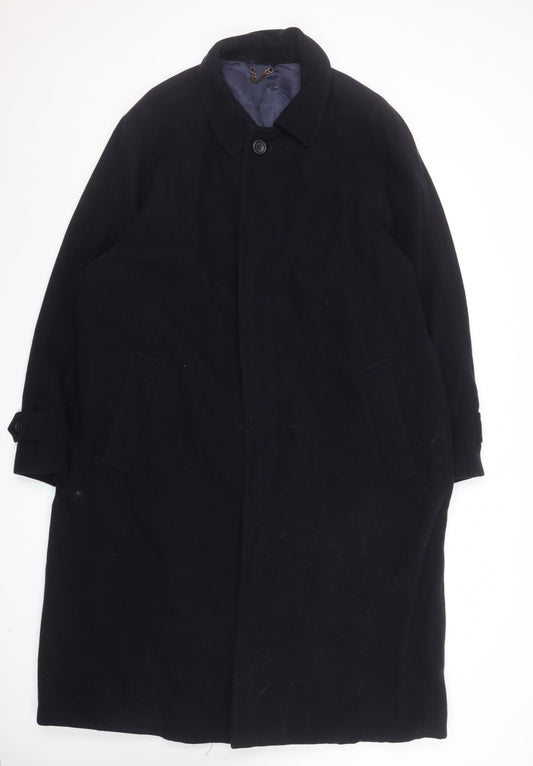 Burton Menswear Men’s Black Wool Blend 44 Regular Overcoat