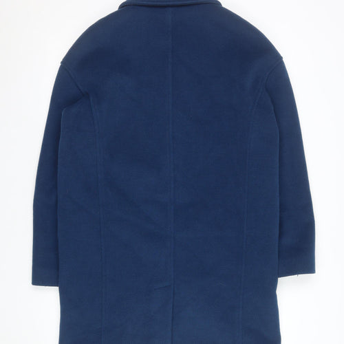 Marks and Spencer Women Blue Wool Blend Mid-Length Overcoat Size 8