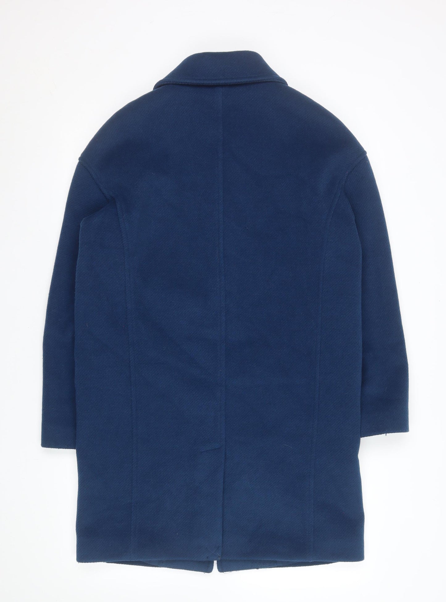 Marks and Spencer Women Blue Wool Blend Mid-Length Overcoat Size 8