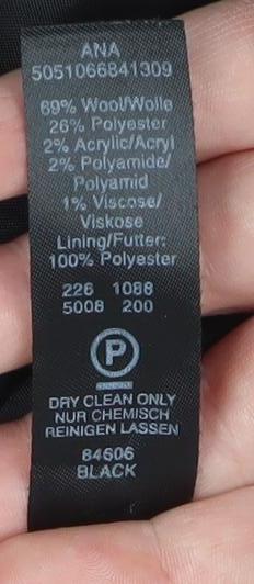 George Women’s Black Wool Blend Pea Coat UK 14 Button Mid-Length Jacket