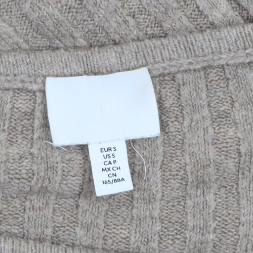 H&M Women’s Beige Ribbed Knit Pullover Jumper Size S 3/4 Sleeve