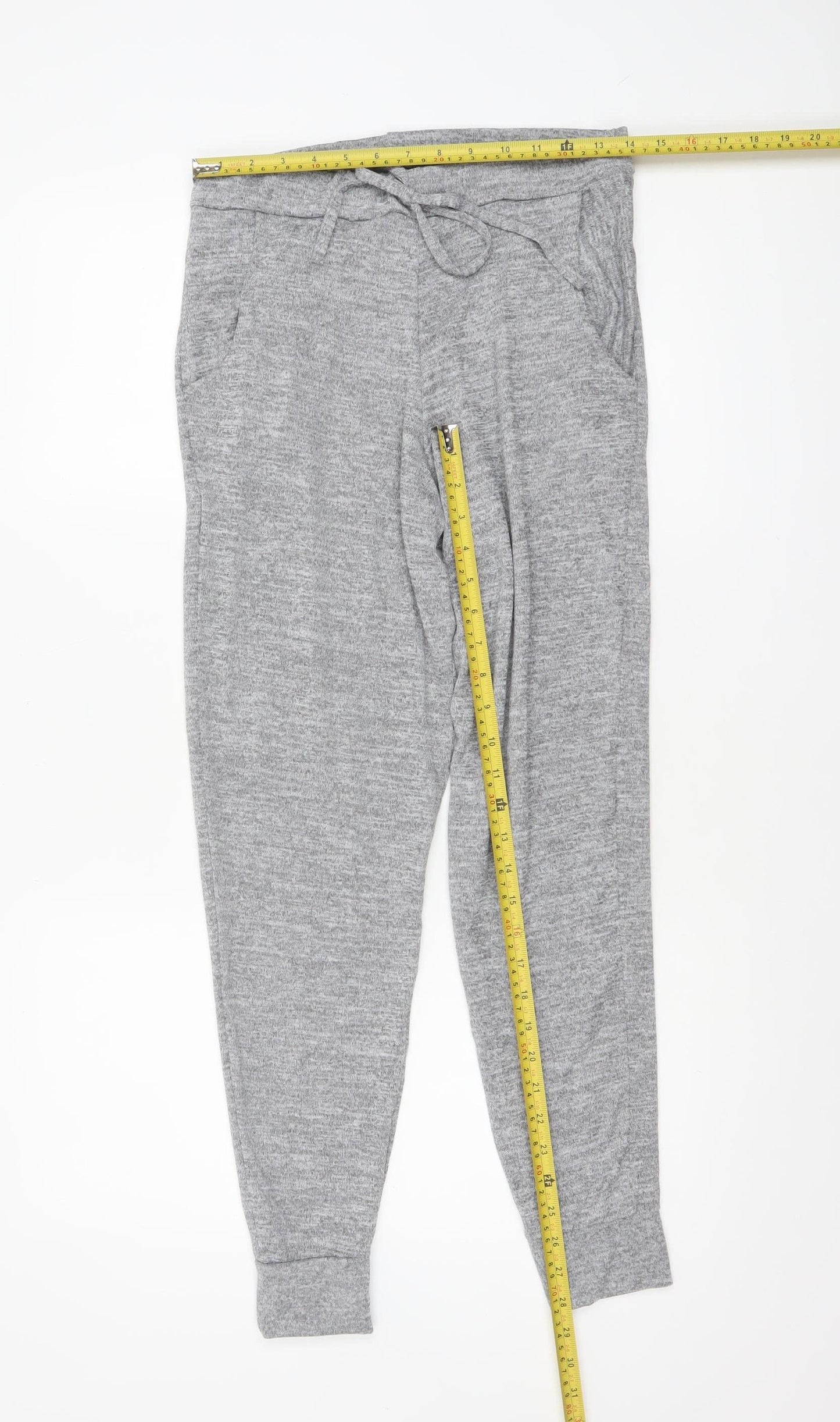 Misspap Womens Grey Jogger Trousers M Elastic Waist Comfort Fit