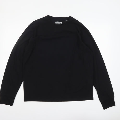 Jack & Jones Men's Black Long Sleeve Crew Neck Top Size M