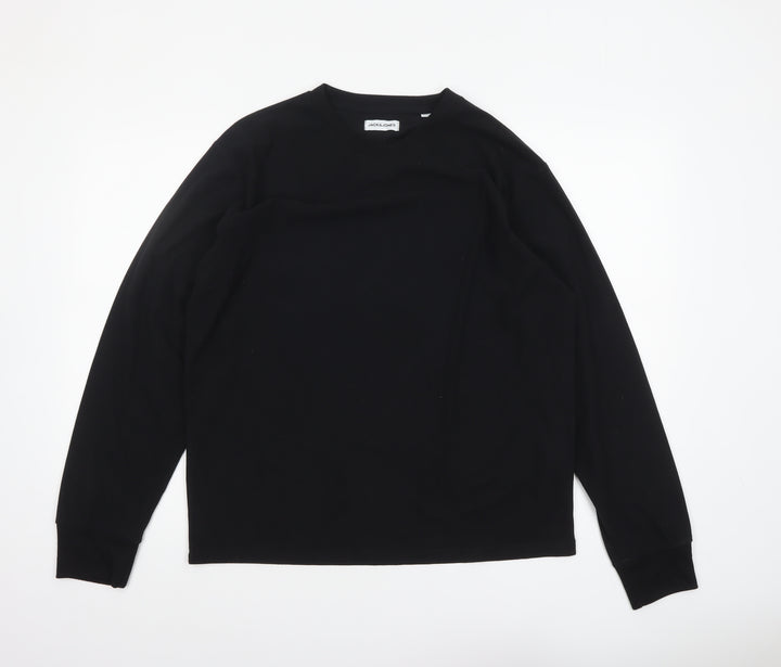Jack & Jones Men's Black Long Sleeve Crew Neck Top Size M