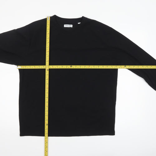 Jack & Jones Men's Black Long Sleeve Crew Neck Top Size M