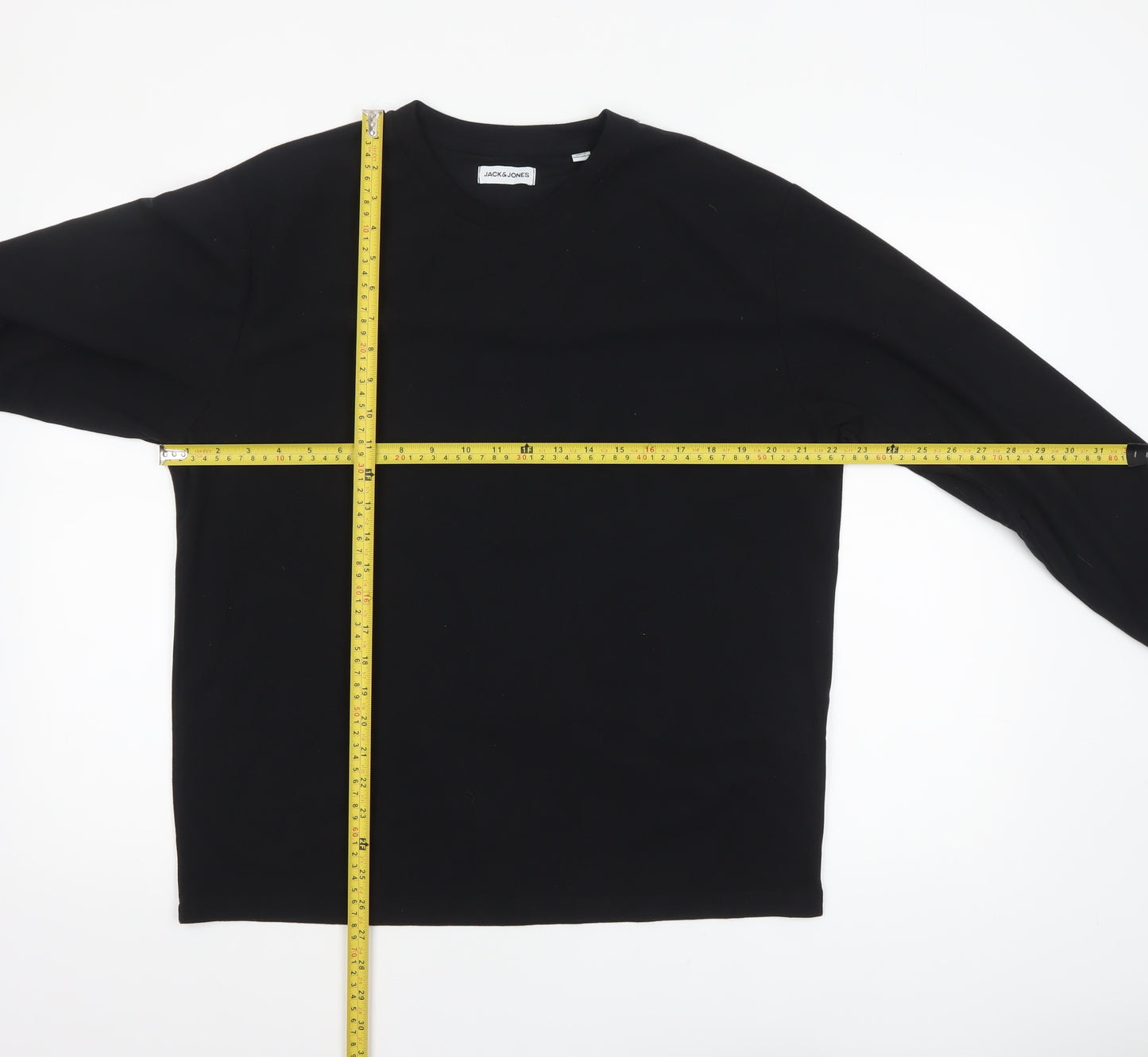 Jack & Jones Men's Black Long Sleeve Crew Neck Top Size M
