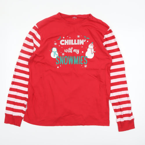 Festive Fun Men's Red Christmas Pyjama Top L Long Sleeve Cotton