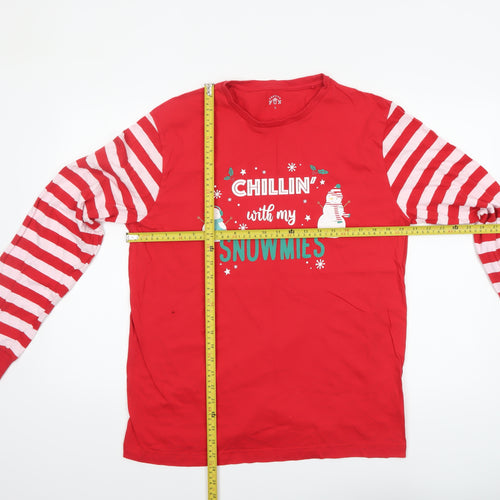 Festive Fun Men's Red Christmas Pyjama Top L Long Sleeve Cotton