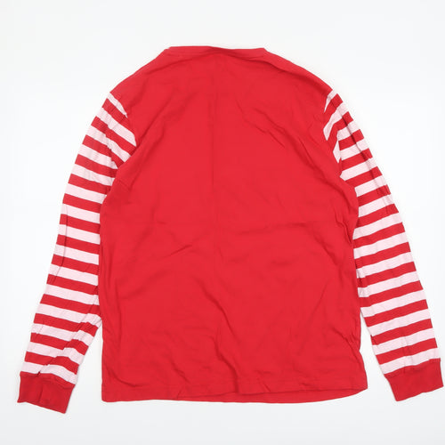 Festive Fun Men's Red Christmas Pyjama Top L Long Sleeve Cotton