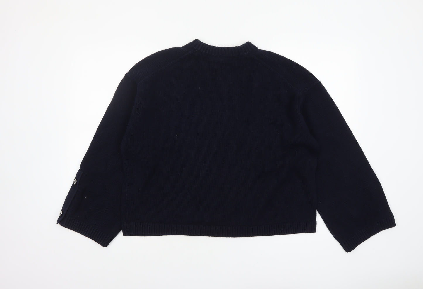 Arket Women's Black Cotton Crew Neck Raglan Long Sleeve Jumper Size 12