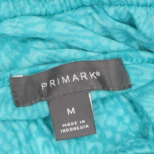Primark Women's Blue Summer Tunic Blouse M V-Neck Tie Waist