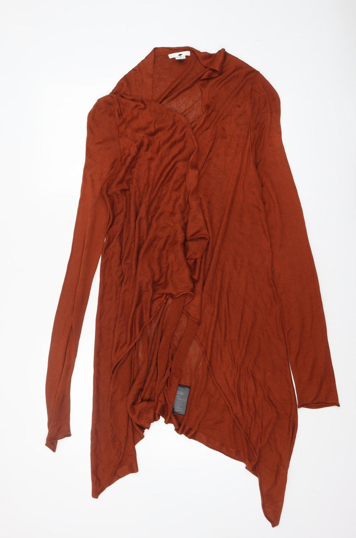 H&M Womens Brown Long Sleeve Open Knit Cardigan Size 8