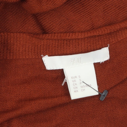 H&M Womens Brown Long Sleeve Open Knit Cardigan Size 8
