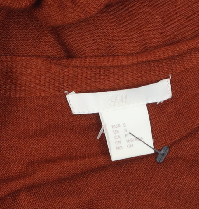 H&M Womens Brown Long Sleeve Open Knit Cardigan Size 8