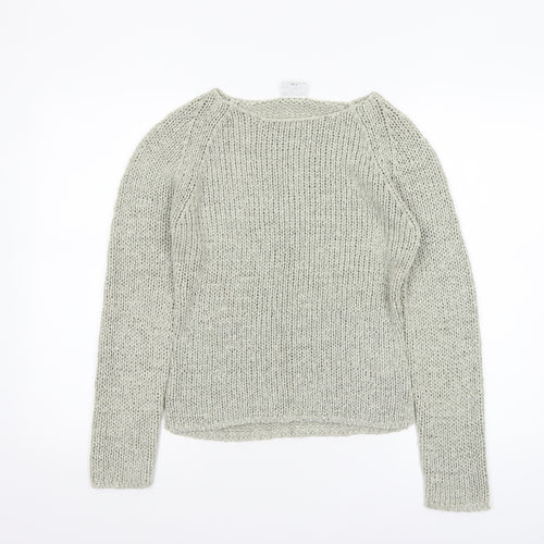Next Women Beige Chunky Knit Crew Neck Pullover Jumper Size 8