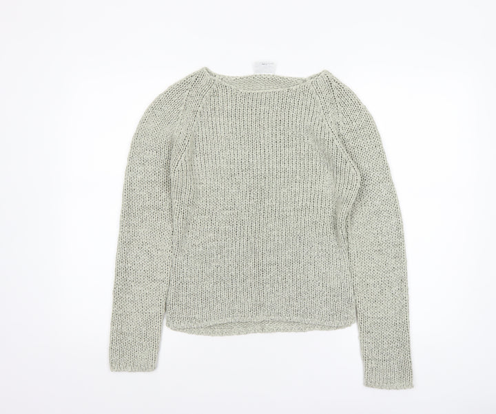 Next Women Beige Chunky Knit Crew Neck Pullover Jumper Size 8