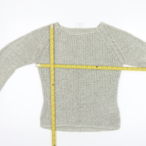 Next Women Beige Chunky Knit Crew Neck Pullover Jumper Size 8