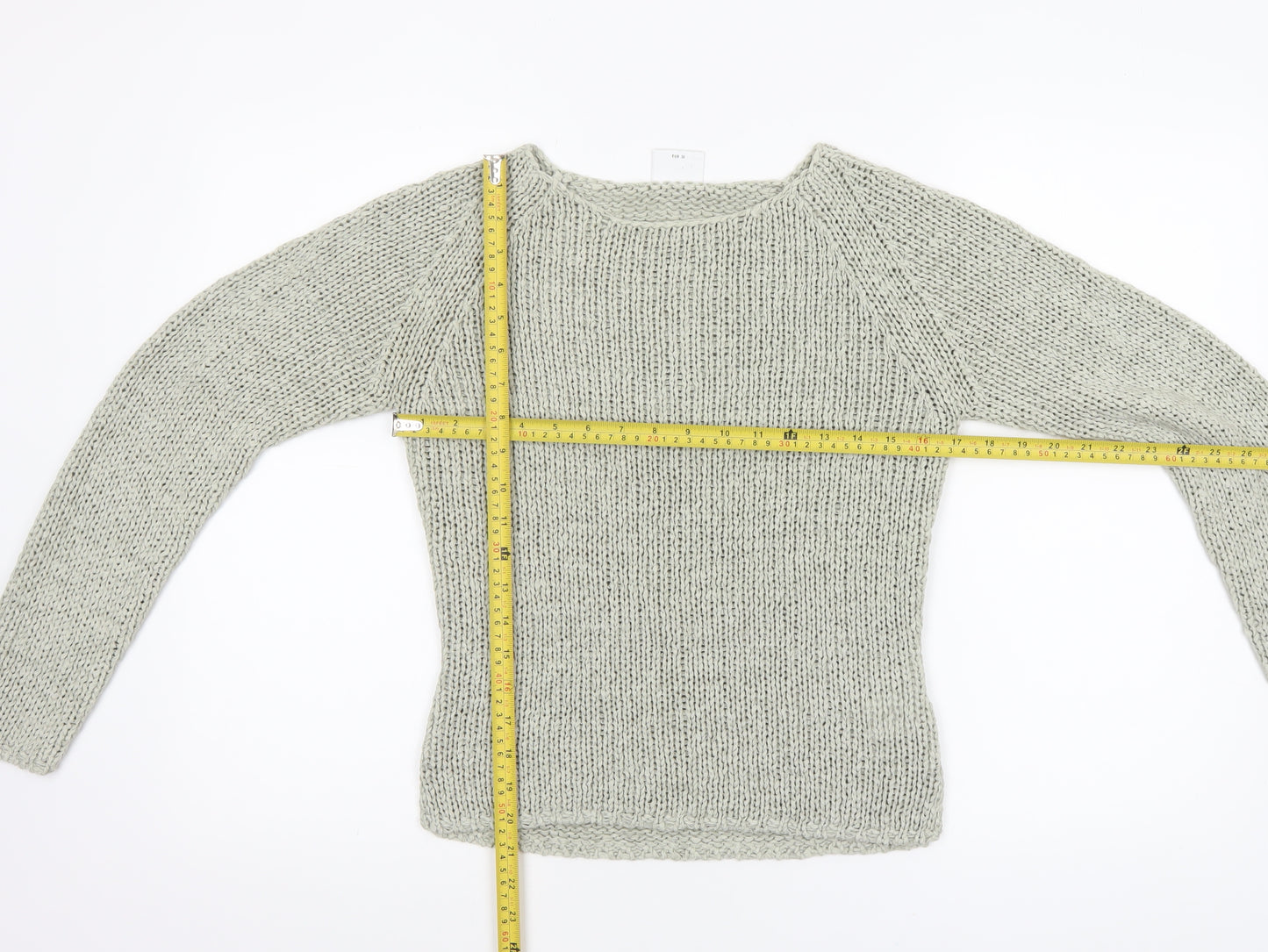 Next Women Beige Chunky Knit Crew Neck Pullover Jumper Size 8