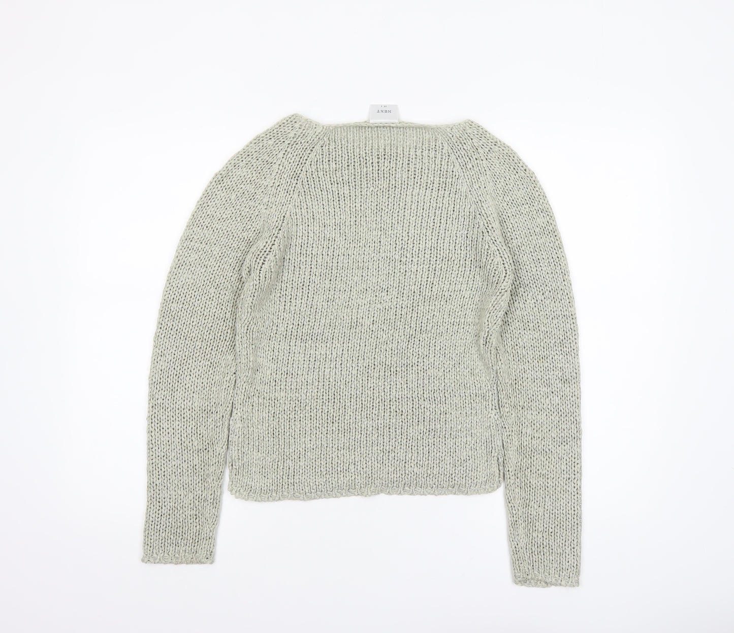 Next Women Beige Chunky Knit Crew Neck Pullover Jumper Size 8