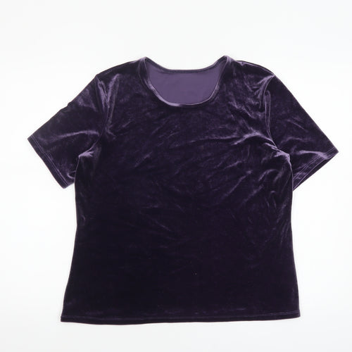Marks and Spencer Women’s Purple Velvet Short Sleeve Top UK 18