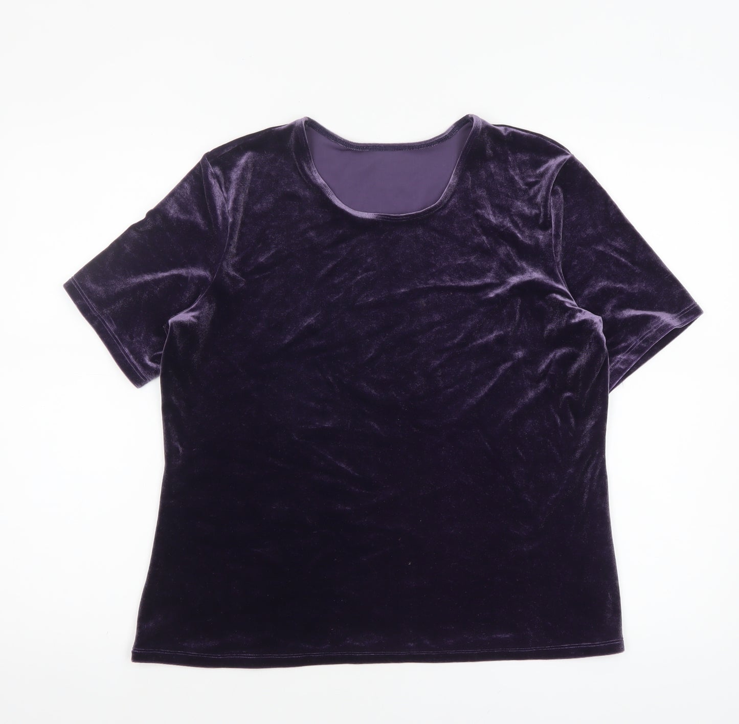 Marks and Spencer Women’s Purple Velvet Short Sleeve Top UK 18