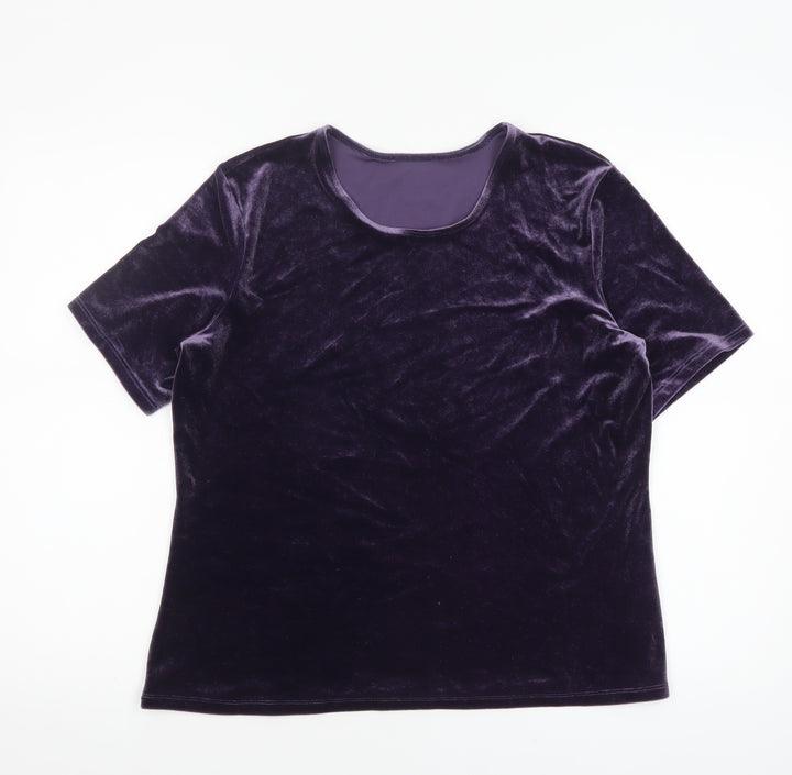 Marks and Spencer Women’s Purple Velvet Short Sleeve Top UK 18