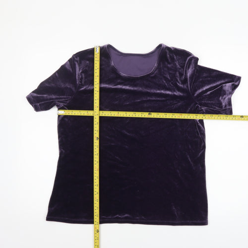 Marks and Spencer Women’s Purple Velvet Short Sleeve Top UK 18